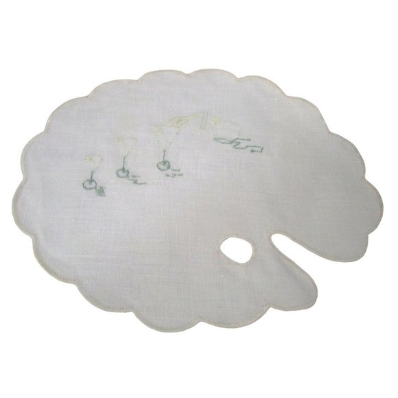 Vintage Martini Shaker Artist Palette Cocktail Napkin Applique Embroidery GUC - Picture 10 of 16